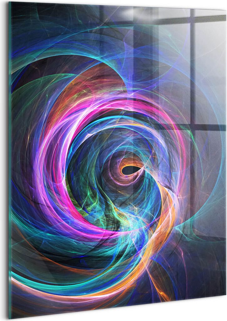 Designer Glasbild - Wandbild - Glas Bild - 60x80 cm - Abstraktion - Buntes Fraktal