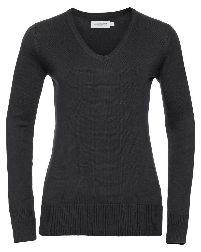 Russell Collection Damen Strickpullover mit V-Ausschnitt FK732 (4XL) (Schwarz)