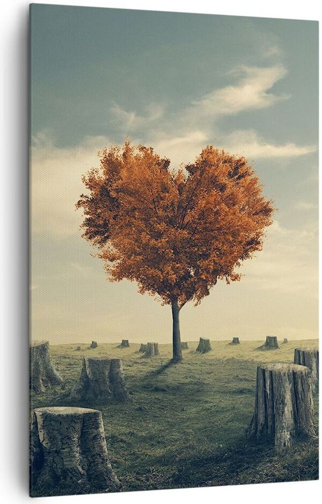 Bild auf Leinwand - Leinwandbild - Einteilig - Baum Natur Wiese - 80x120cm - Wand Bild - Wanddeko - Wandbilder - Leinwanddruck - Wanddekoration - L...