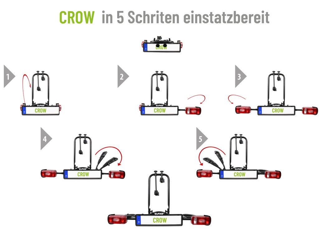EUFAB Fahrradheckträger Crow für 2 Fahrräder Produktbild 3
