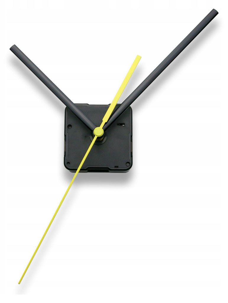 Geräuschloses Quarzwerk - schwarze Zeiger 14cm + gelber Produktbild 