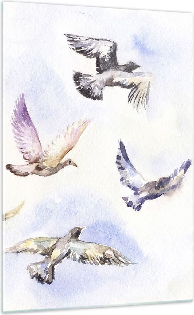 Bilder auf glas - Einteilig - Vögel Aquarell Wildheit Fliegen - 70x100cm - Glasbilder - Wandbilder - Bilder - Wanddekoration aus Glas - Glas Bilde...