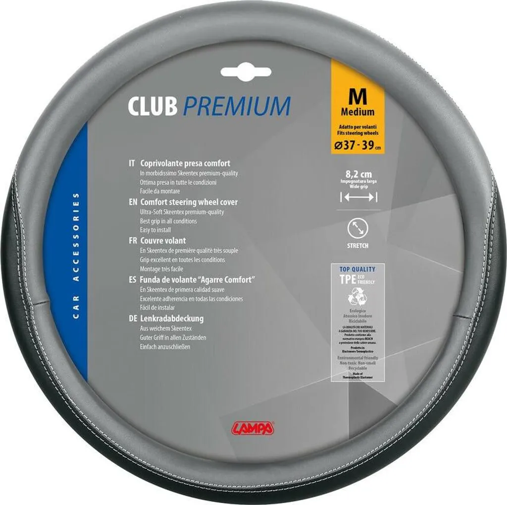 Coprivolante Auto Lampa Club in Skeentex M 37/39 cm Nero-Grigio 33067
