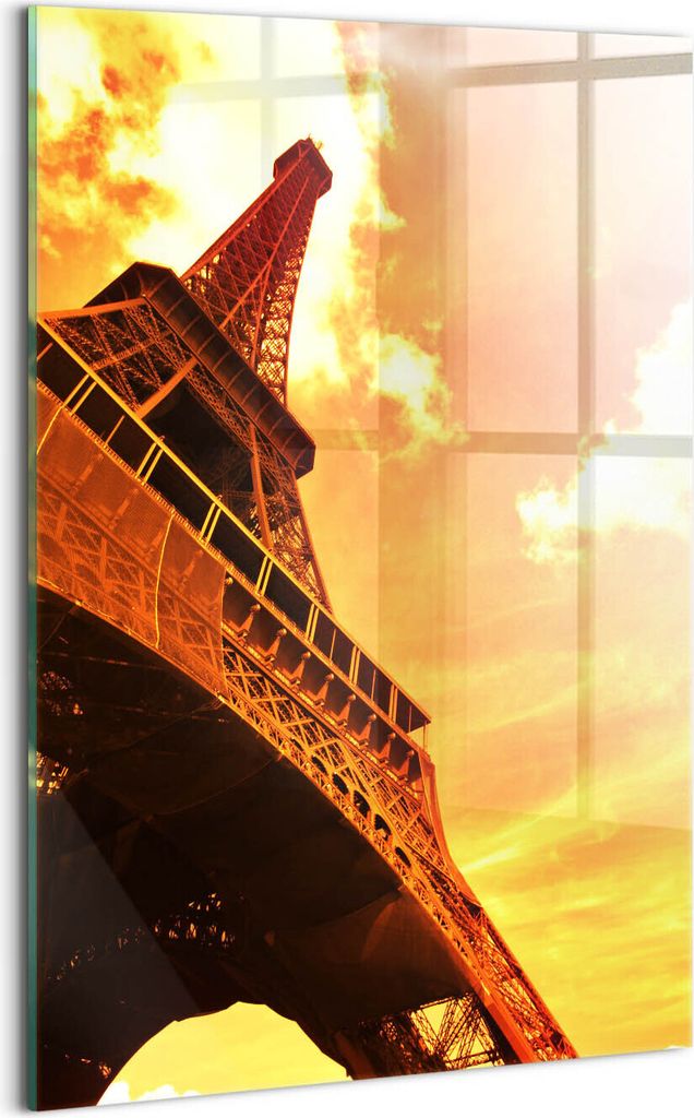 Designer Glasbild - Wandbild - Glas Bild - 40x60 cm - Eiffelturm-Attraktion In Paris