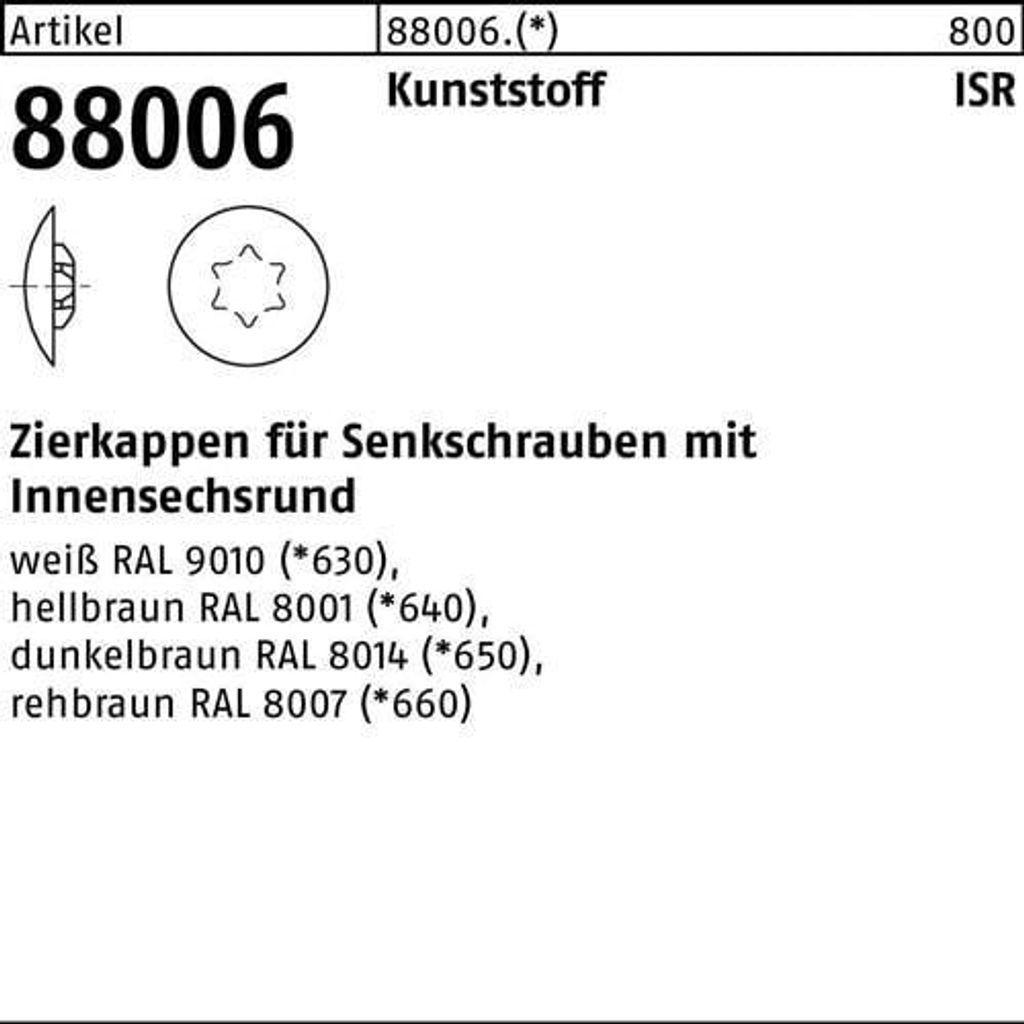 Reyher Zierkappen m. Stift 88006, f. ISR 30x16,5/6 rehb. (1000 Stück)