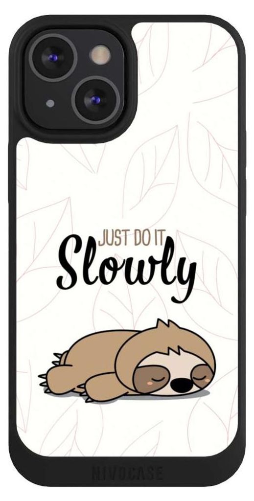 NIVOCASE Handyhülle für Apple iPhone 13 Mini Hülle NIVOpure Case Schwarz Faultier Tiere lazy sunday