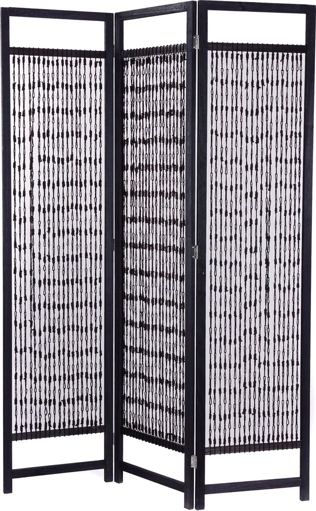 RAUMTEILER "COSMO" | Holz, Geknüpftes Garn, 166cm | Paravent | Farbe: schwarz