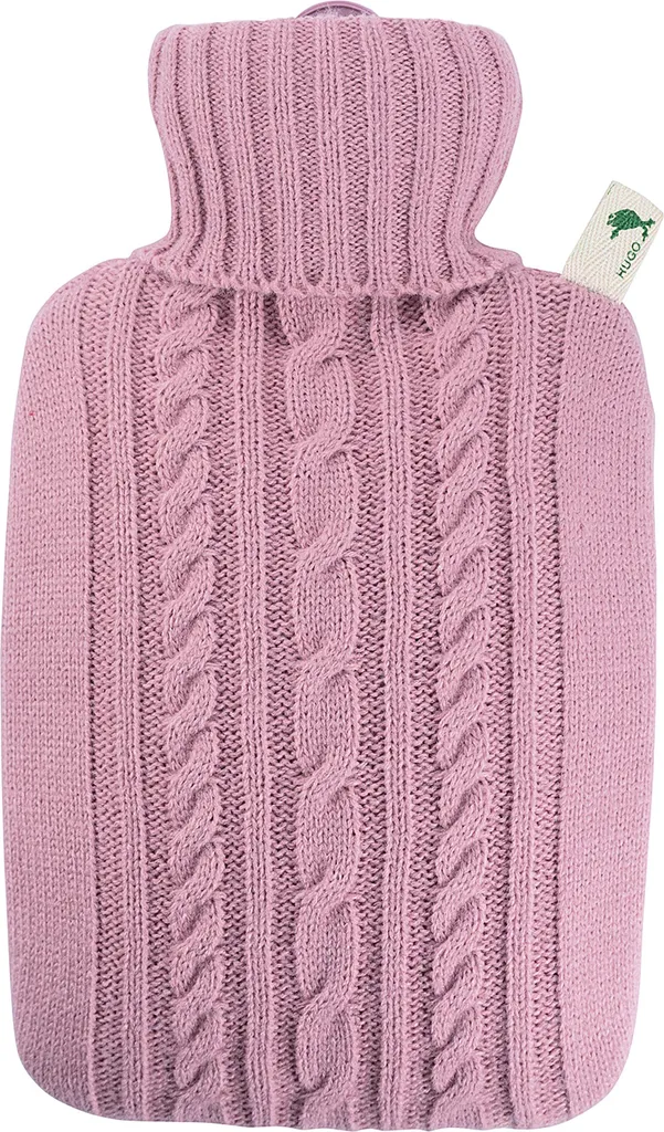 Bouillotte 1,8L Durable HUGO FROSCH - Housse Tricot Rose Douceur Pastel