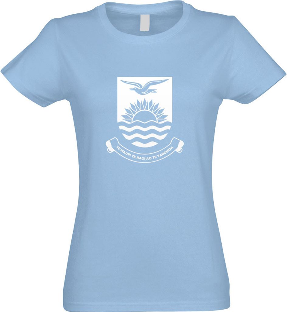 Kiwistar - T-Shirt tailliert - Damen - himmelblau - Kiribati Wappen - mit Motiv Bedruckt - Funshirt Design - Sport - Freizeit - Damen - XL