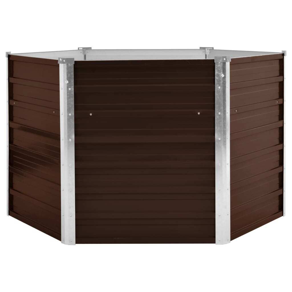 vidaXL Lit surélevé de jardin brun 129 x 129 x 77 cm Acier Image du produit 