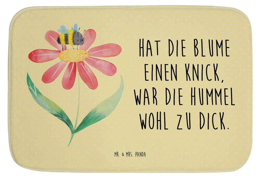 Mr. & Mrs. Panda Badteppich Hummel Blume - Gelb Pastell - Geschenk, Badematte, Natur, duschmatte, Badezimmerteppich, Biene, Duschvorleger, Hummeln,...