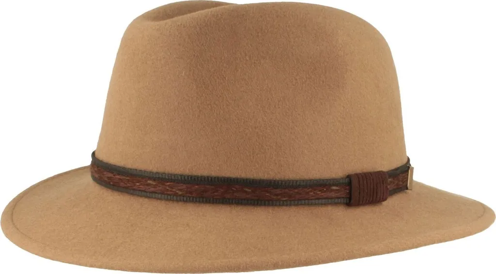 Hut-Breiter Cappello Outdoor in Feltro di Lana Arrotolabile con Pelle