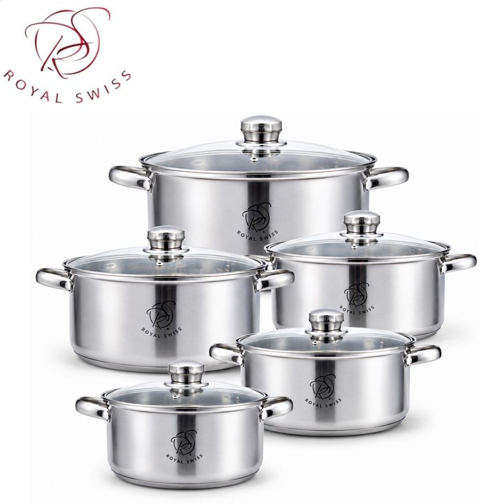 Kochtopfset 10-teilig – Edelstahl – Induktion – Glasdeckel Produktbild 