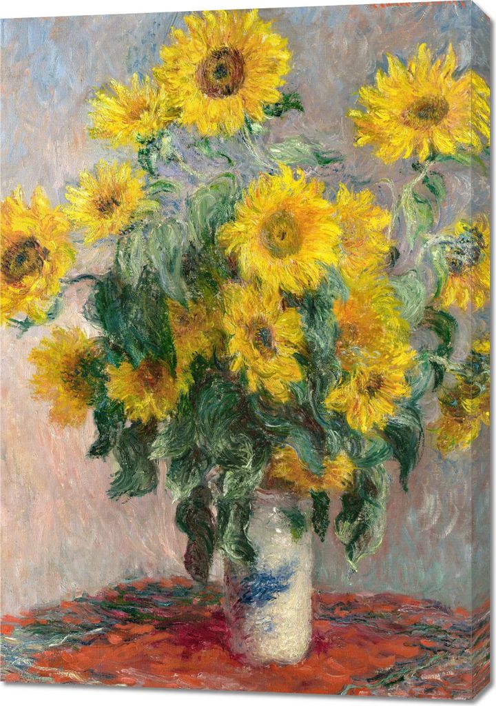 Bild 70x100cm Sonnenblumenstrauß, Monet Vintage für das Wohnzimmer