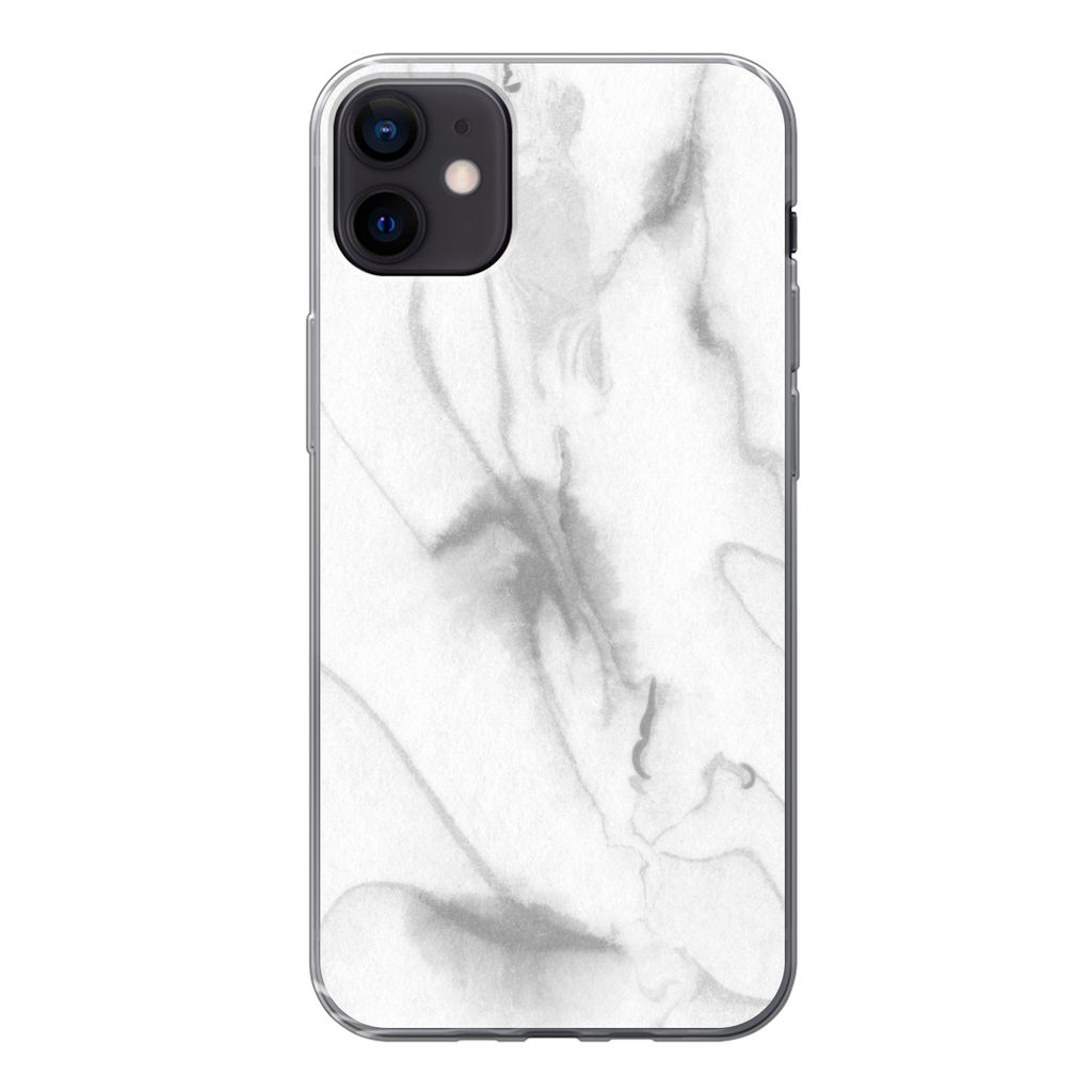 MuchoWow Handyhülle Schutzhülle Hülle für iPhone 12 mini Marmor - Grau - Weiß - Abstrakt - Marmoroptik Silikon Softcase Handy Hülle - Bild