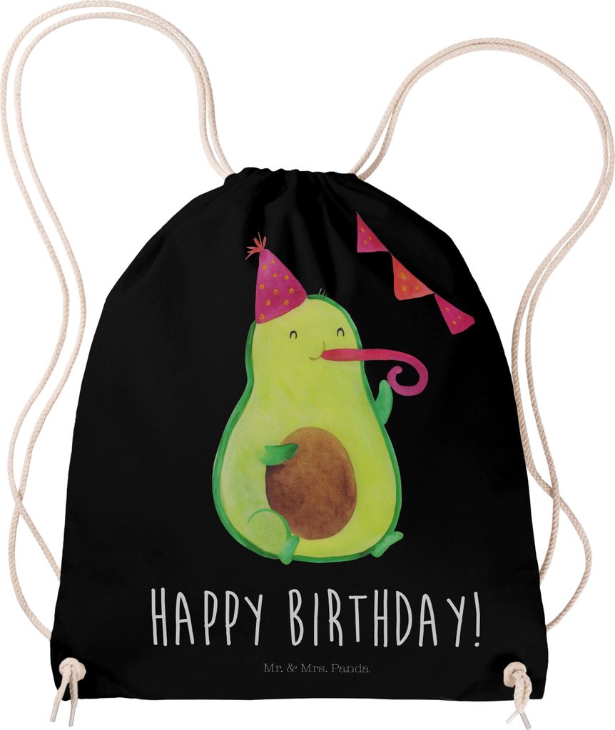 Mr. & Mrs. Panda Beutel Avocado Geburtstag - Schwarz - Geschenk, sporttasche klein, Alles Gute, Party, gym rucksack, Feier, Jutebeutel, Happy Birth...