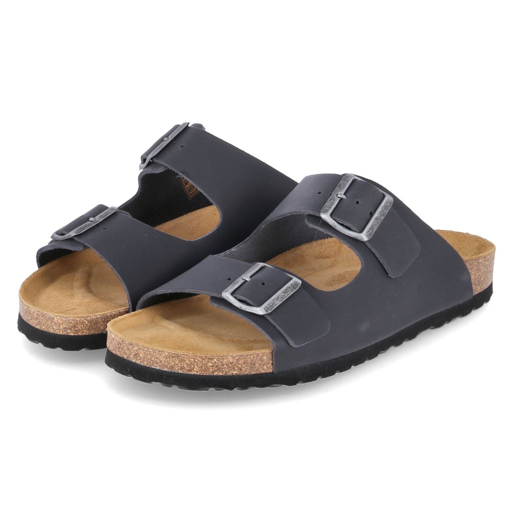 Herren Pantoletten Blau Glattleder von Empor Größe: 42