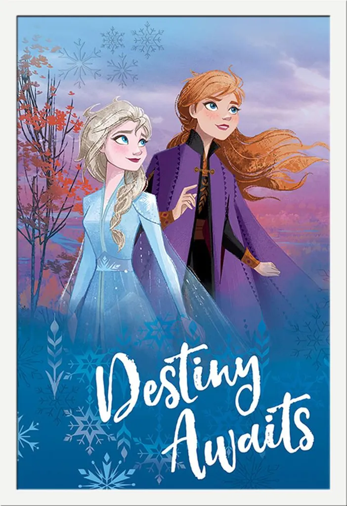 Poster Frozen 2 avec Cadre MDF Blanc et Vitre Acrylique Shinsuke Haute Qualité