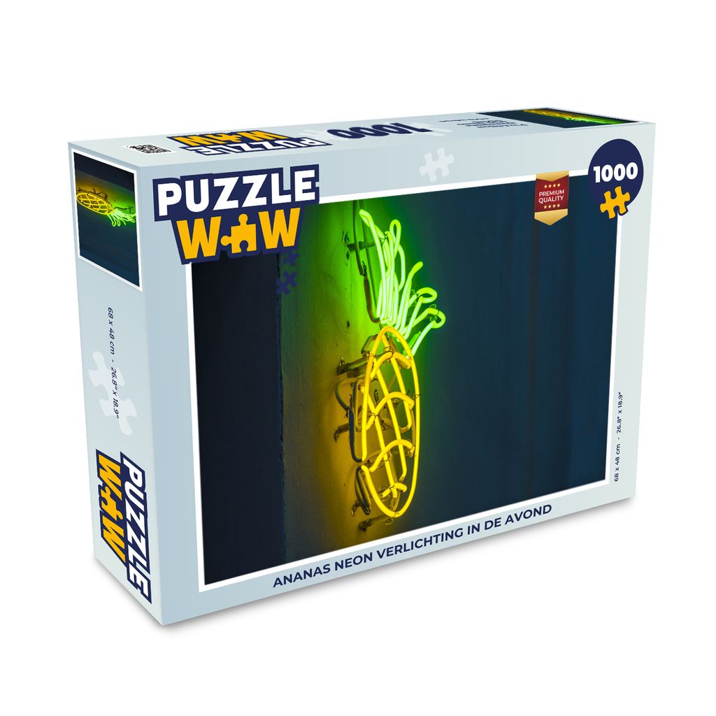 MuchoWow Puzzle 1000 Teile Ananas - Neon - Lampe - Erwachsene - Rätsel