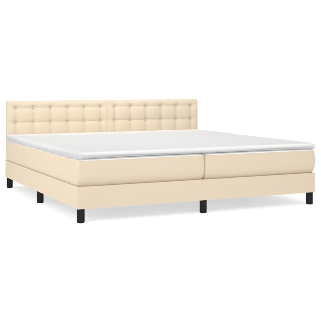 vidaXL Boxspringbett mit Matratze Creme 200x200 cm Stoff