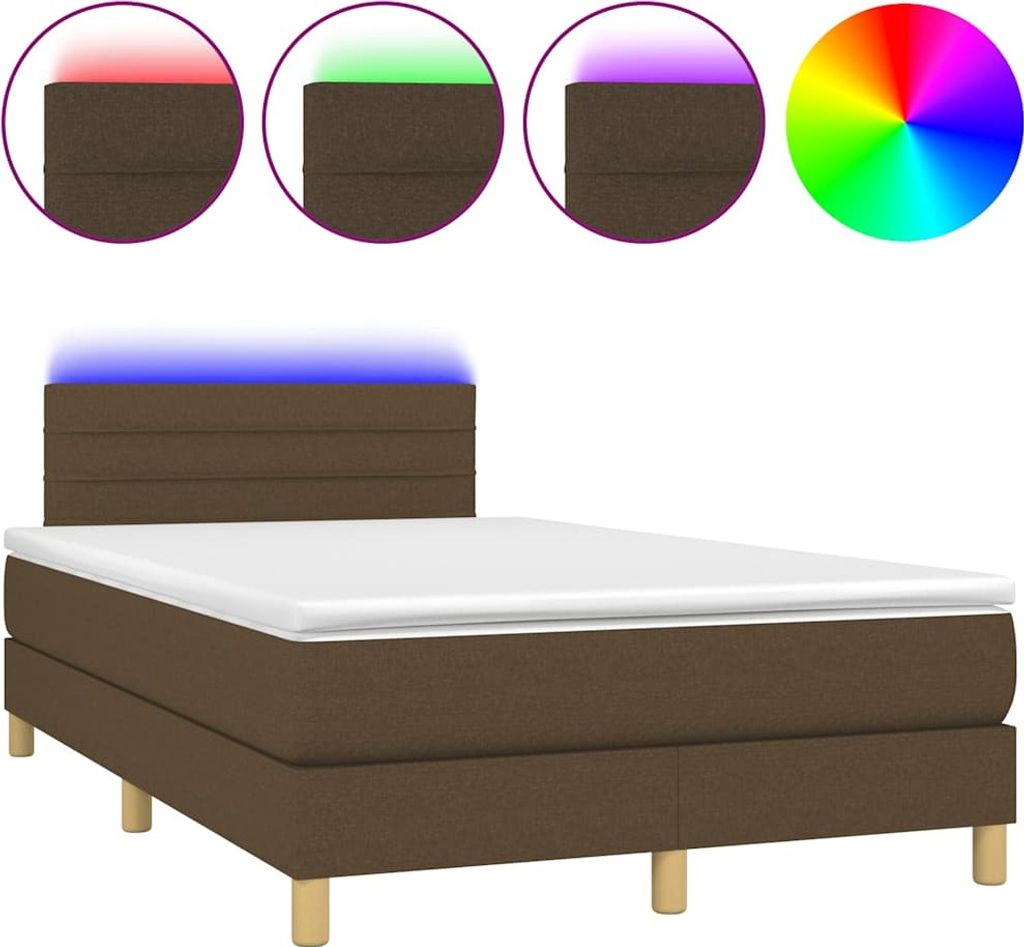 vidaXL Boxspringbett mit Matratze & LED Dunkelbraun 120x190 cm Stoff