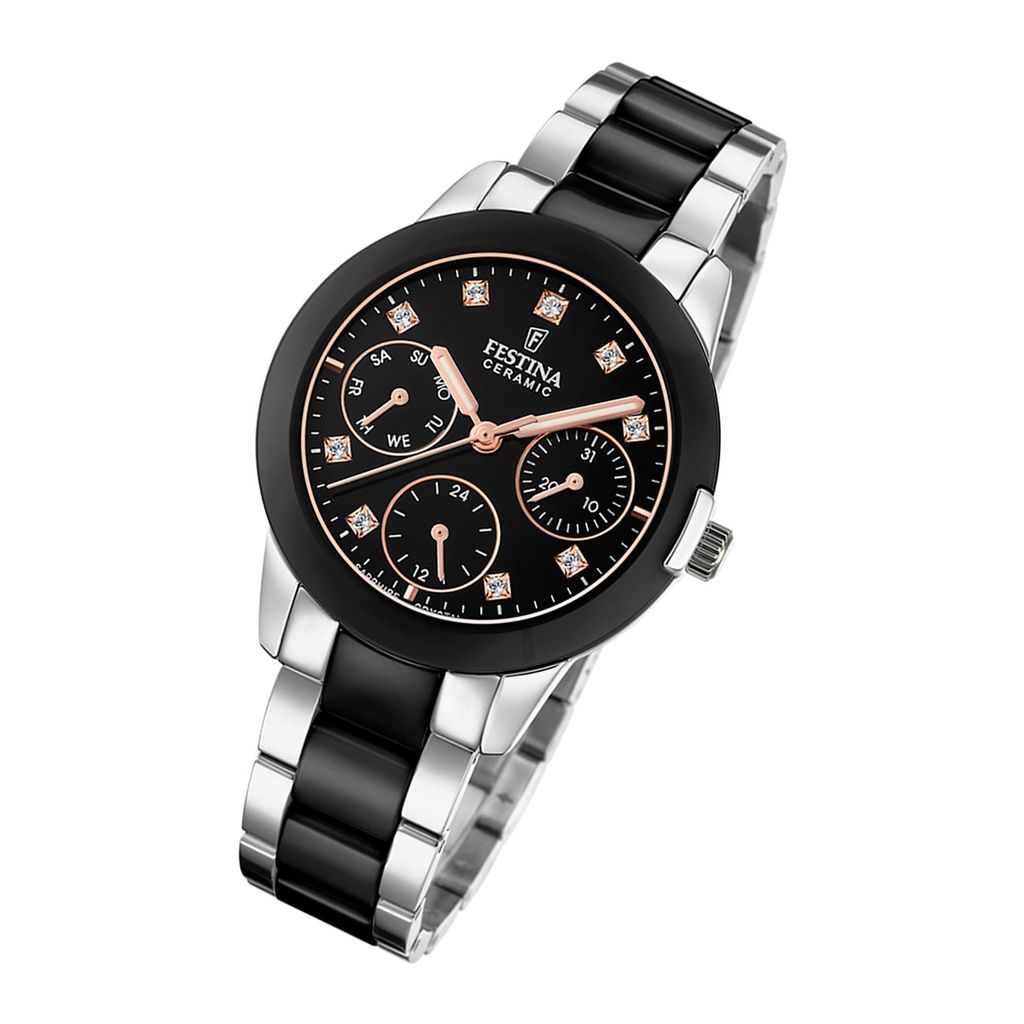 Festina Damen Uhr Keramik F20497/3 Edelstahl Armbanduhr Produktbild 