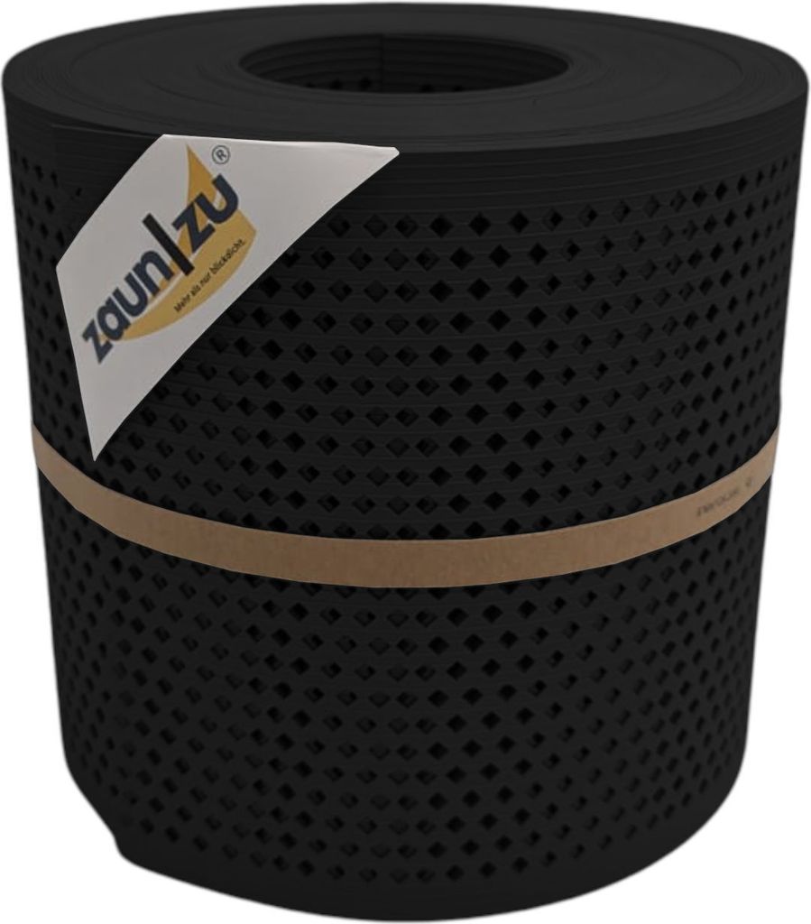 Doppelstabzaun Sichtschutz zaun|zu RILLE GELOCHT mit Diamant-Muster PP Streifen Tiefschwarz 26m