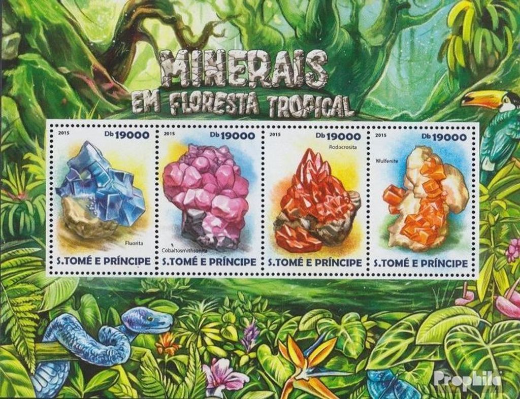 Briefmarken Sao Tome e Principe 2015 Mi 6101-6104 Kleinbogen (kompl. Ausgabe) postfrisch Mineralien