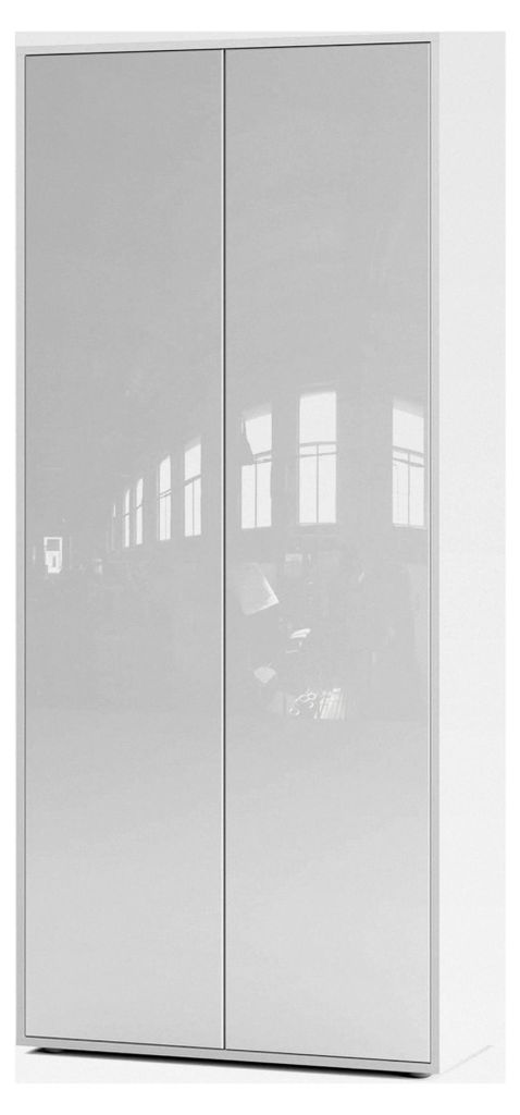 Büroschrank Amira T00 | Aktenschrank und Mehrzweckschrank in Weiß und Weiß Hochglanz | 180x80x40 cm | Push-to-Open für das Büro