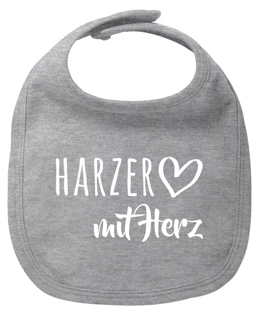 Huuraa Baby Lätzchen Harzer mit Herz Heather Grey Klettverschluss Baumwolle Latz Geschenkidee