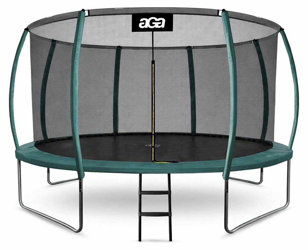 Aga SPORT EXCLUSIVE Trampolin 366 cm 12 ft Dunkelgrün, Kindertrampolin, Gartentrampolin mit Sicherheitsnetz + Schutznetz + Leiter