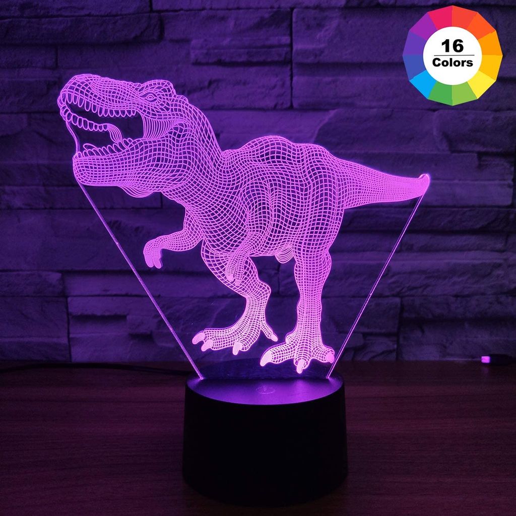 Weihnachten Geburtstag für Kinder Dinosaurier Spielzeuge Geburtstagsgeschenke für Jungen Dinosaurier Nachtlichter für Kinder 3D Illusion Lampe mit 16 Farben Ändern und Fernbedienung 