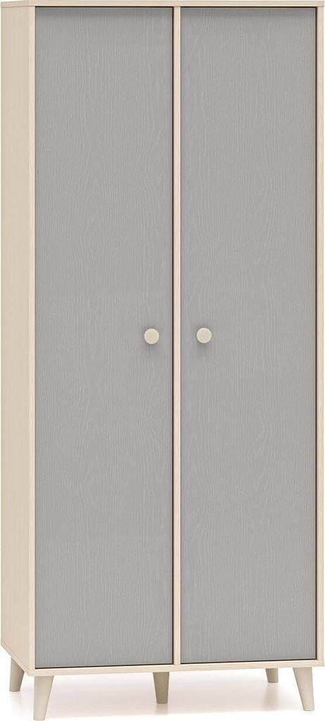 FURNLUX Kinderkleiderschrank Mevel Grau Und Beige 80cm / Hauptfarbe: Grau / Abmessungen: 80 x 190 x 51 cm
