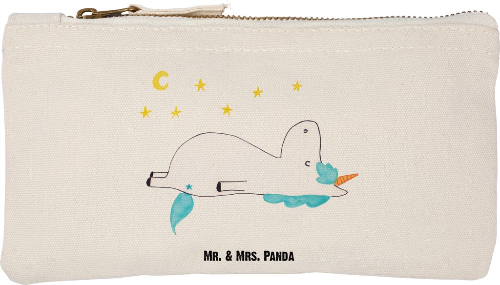 Mr. & Mrs. Panda pencil case Einhorn Sternenhimmel Größe S Klein - Weiß - Geschenk, Verrückt, Kosmetiktasche, Pouch, kosmetiktäschchen, Etui, ...