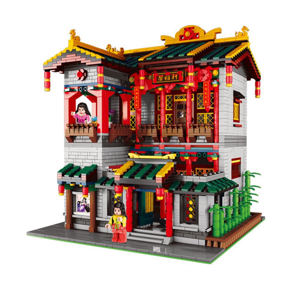 Die High-Tech-Bausteine der China Street Chinatown Series Bricks Toys Ancient Chinese Architecture Model The Tea House Inn Building Blocks