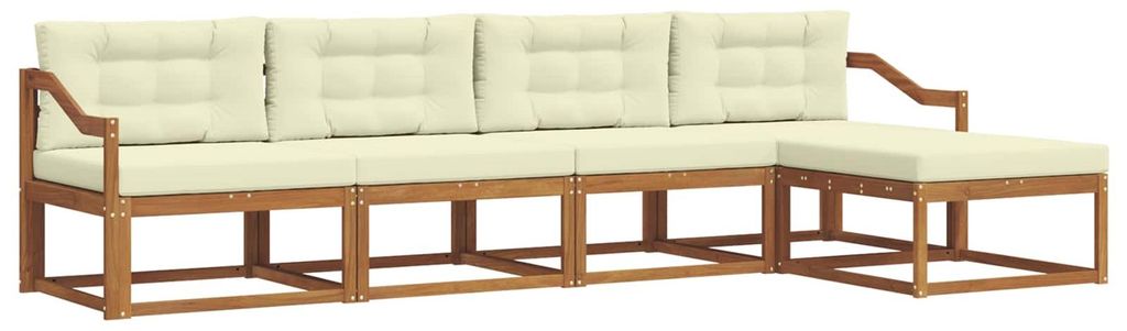 vidaXL Outdoor-Sofagarnitur mit Kissen 5 pcs Natur und Creme
