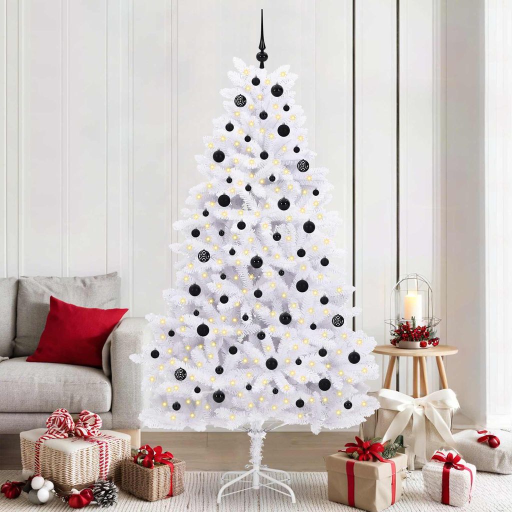 CLORIS Künstlicher klappbarer Weihnachtsbaum Weiß 210 cm PVC und Stahl - Weihnachtsgirlanden 3426604