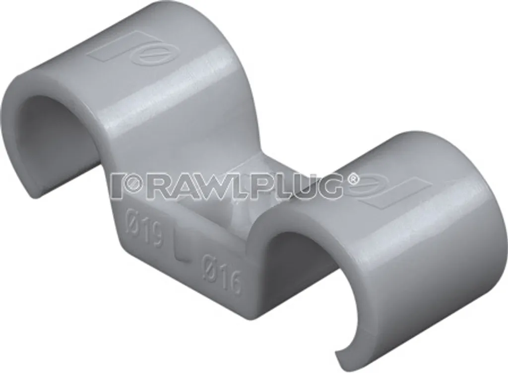 Double fixation de tube 20mm pour réseaux électriques et plomberie Rawlplug