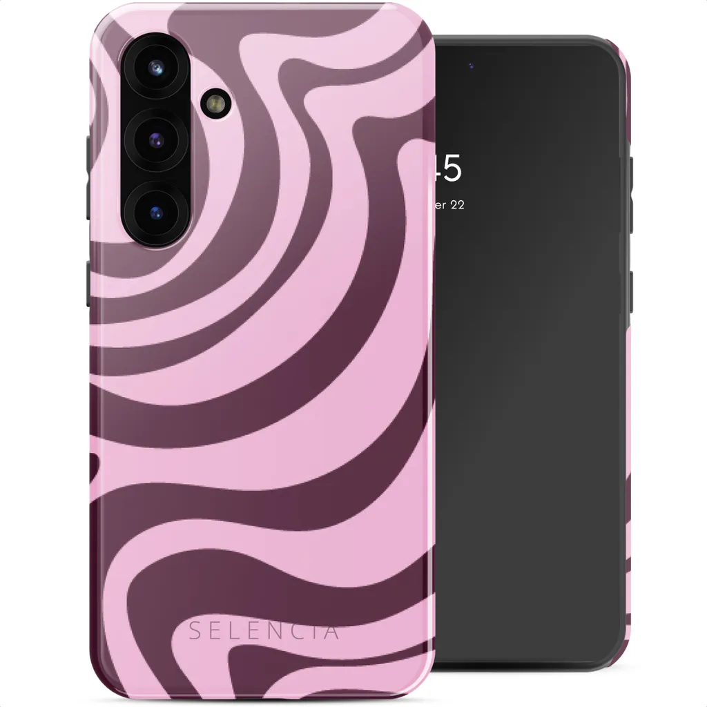 Selencia Vivid Samsung S25 Plus Cover Rosa Prugna Ondulata - Alta Qualità