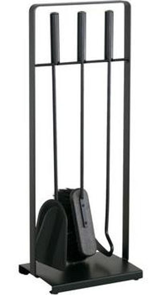 Heibi Kaminbesteck aus Stahl 4-teilig schwarz modern 25x17x64 cm