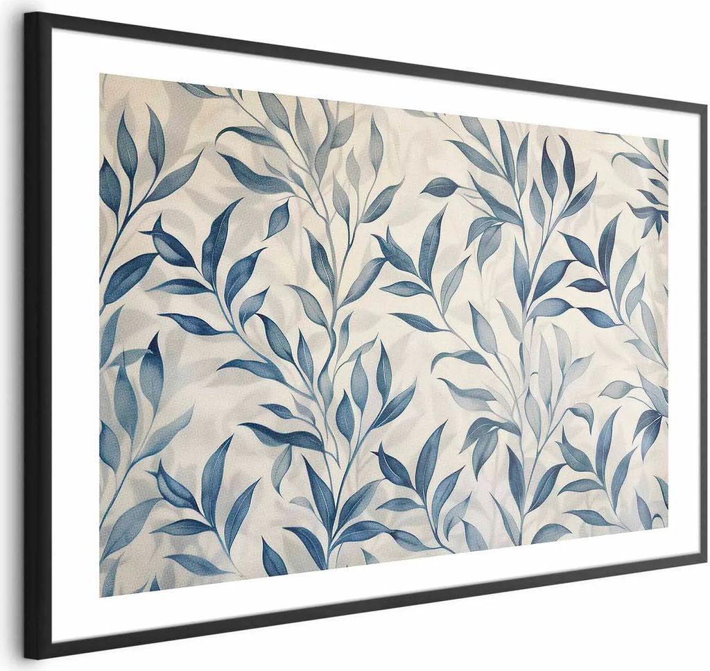 Posterpapier Poster - Delicate Botanical Motif with Blue Leaves 90x60 cm Blätter f-H-10012-ao-a