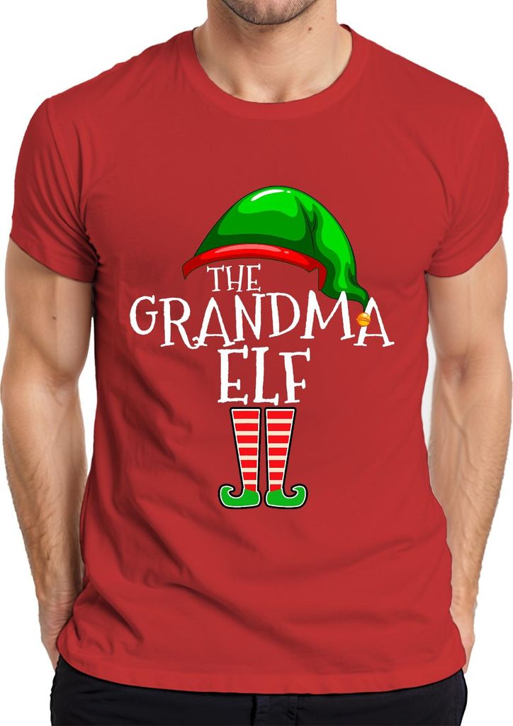 The Grandma Elf Weihnachten Oma Geschenk gestreifte Beine lustig Herren T-Shirt, Rot, S