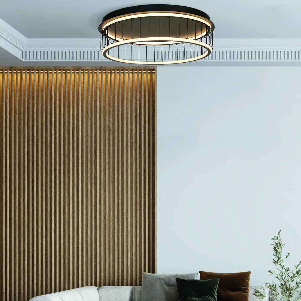 Plafonnier LED Cage 60cm Noir Sable - Solution Éclairage Design Large - 4