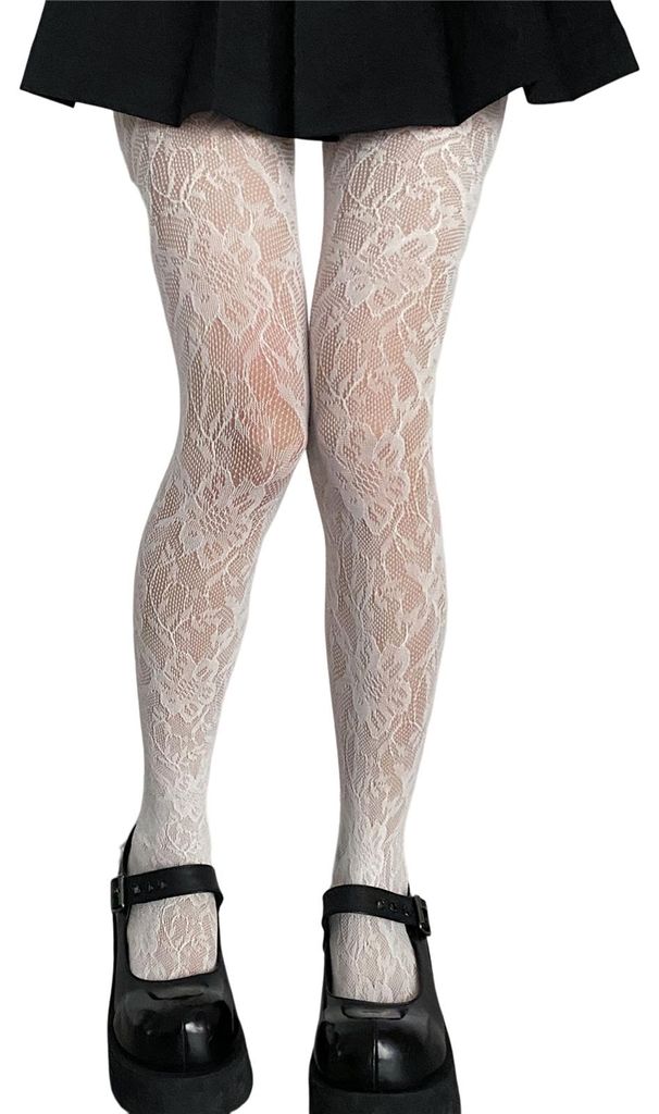 Strumpfhose mit Blumenstickerei, einfarbig, transparent, hochelastisch, verschönert die Beine, weich, mit Cut-Outs, ideal für Clubbesuche und das...