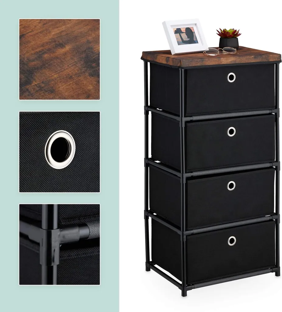 Commode bois à tiroirs en tissu pliables - Rangement léger et esthétique - 8
