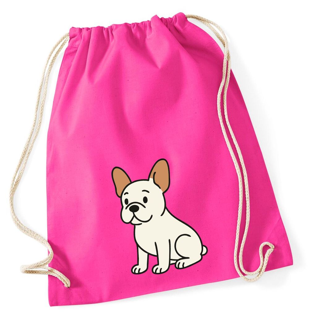 Huuraa Turnbeutel Französische Bulldogge Frenchie Comic 12 Liter Fuchsia Baumwolle Rucksack Geschenkidee