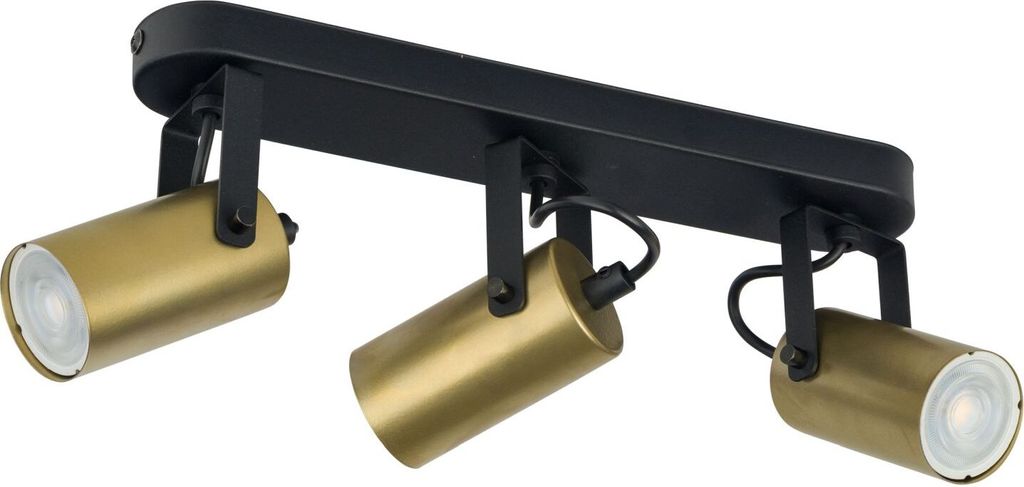 Deckenstrahler 3-flammig GU10 B: 47 cm klein Schwarz Gold Spot Deckenlampe Küche Deckenleuchte Wohnzimmer