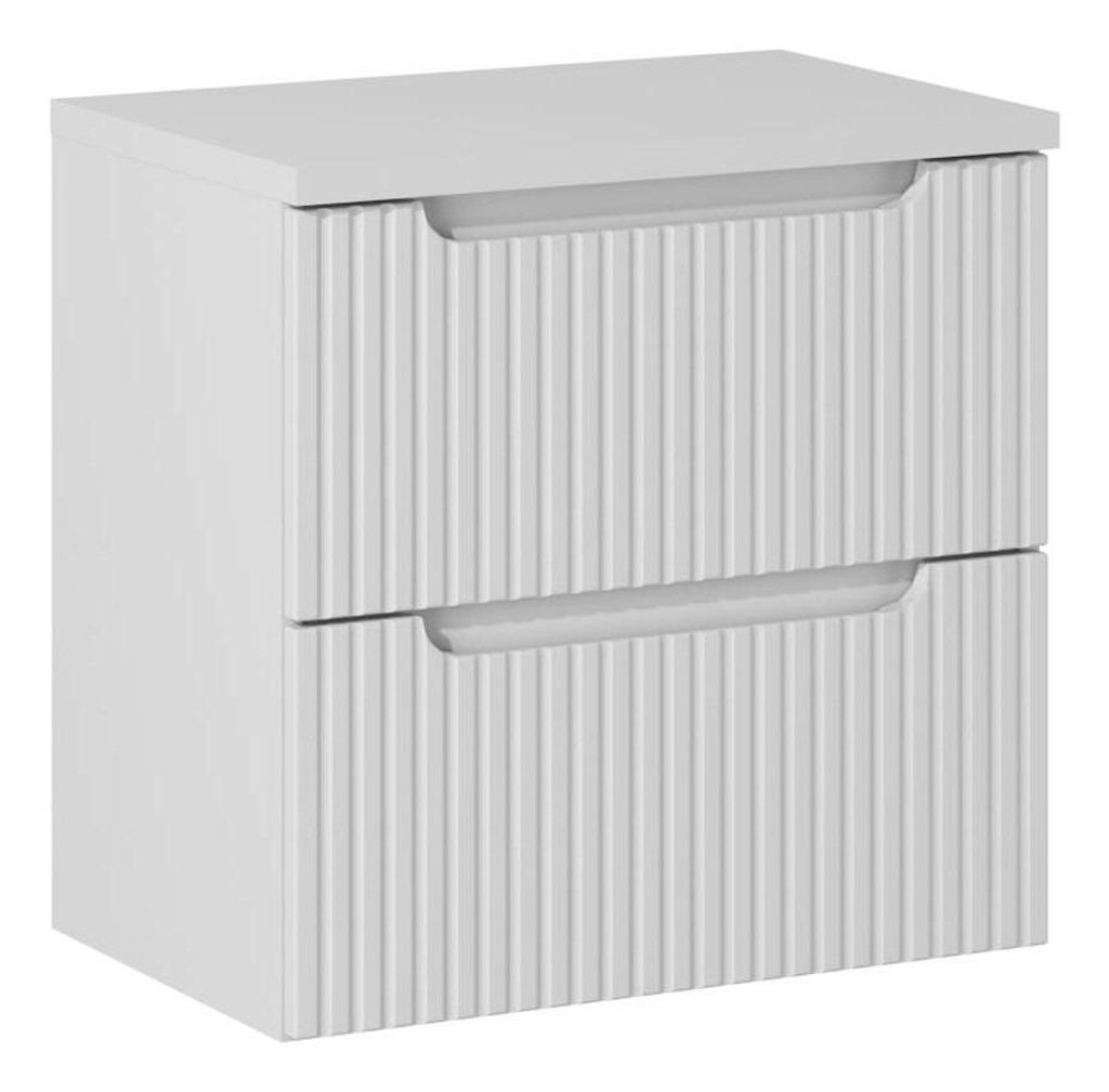 Waschbeckenunterschrank - Mit Arbeitsplatte (60 cm) & Waschbeckenunterschrank (2 Schubladen), Nova White N BM101 - Weiß/Matt
