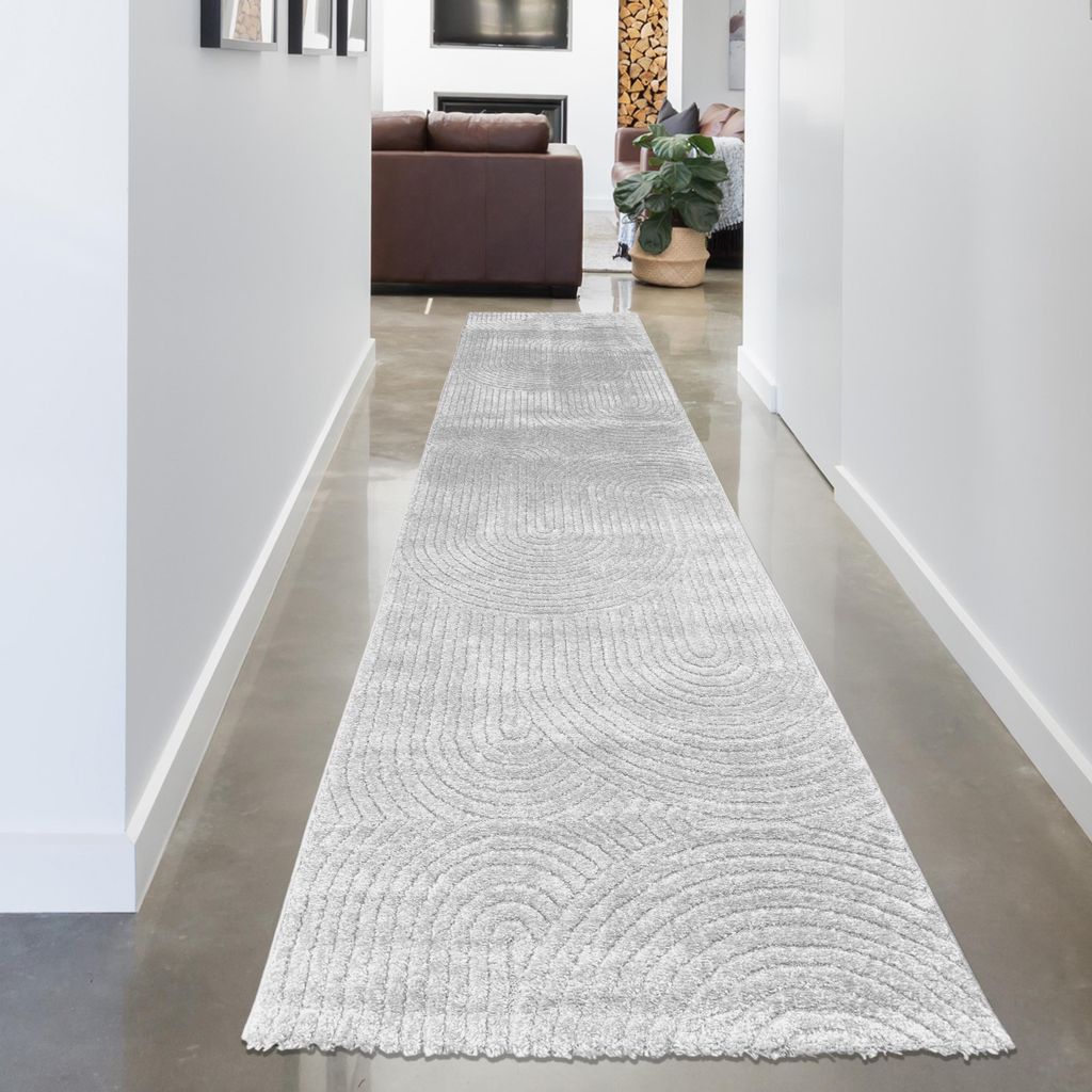 Design-Teppich mit minimalistischem Bogenmuster in stilvollem Grau Größe - 200 x 290 cm