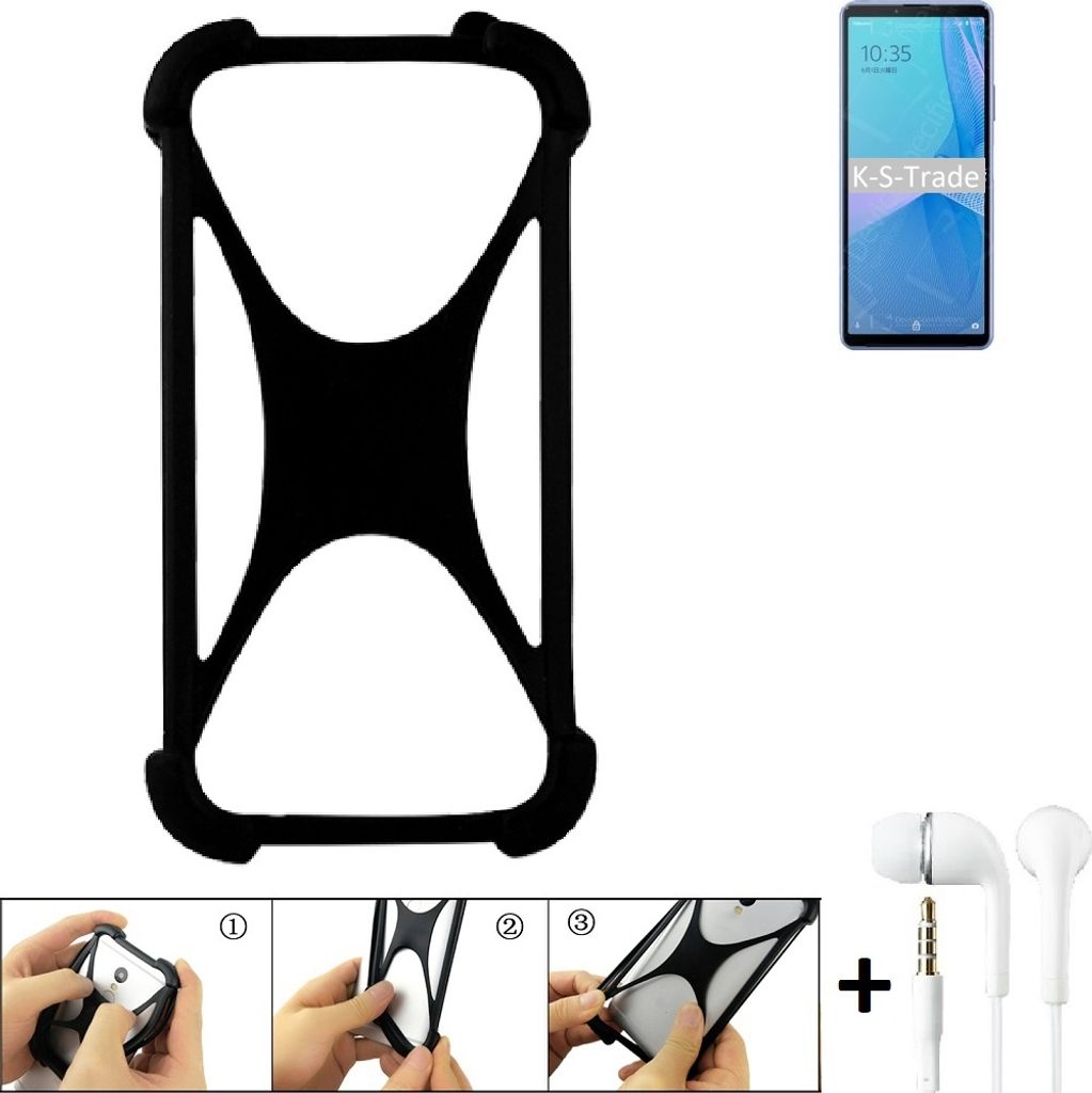 K-S-Trade Handy-Hülle + headphones kompatibel mit Sony Xperia 10 III Lite Schutz-Hülle Bumper Silikon Cover Case Silikoncase Silikonbumper TPU